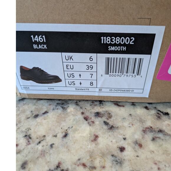 NEW Dr. Martens 1461 Shoes  Men's 7 Women's 8 Smooth Leather Oxford Black - Picture 7 of 8